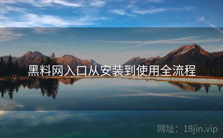 黑料网入口从安装到使用全流程